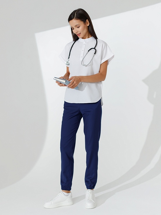 Женский медицинский костюм WT-4 белый WJ-2 тёмно-синий