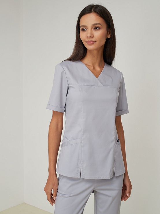 Женская медицинская рубашка SWT-12 (светло-серый)