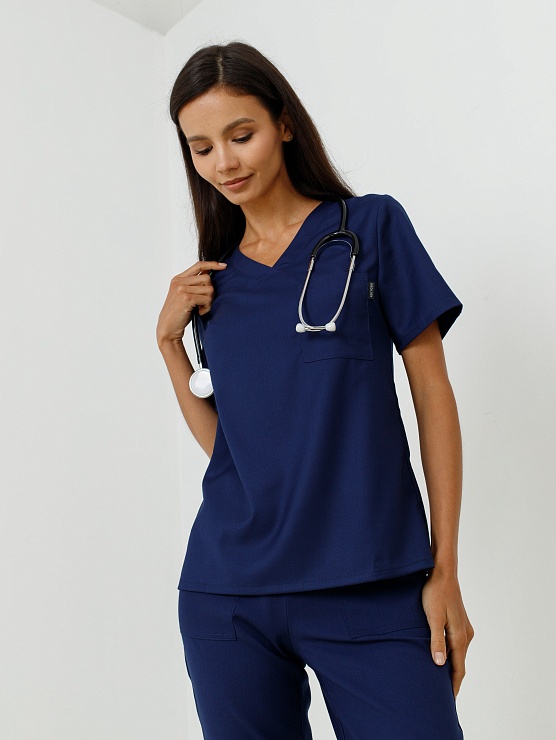 Женская медицинская рубашка AWT-6 (тёмно-синий)