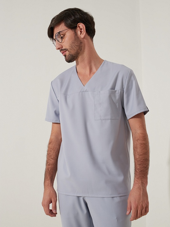 Мужская медицинская рубашка AMT-1N (светло-серый)