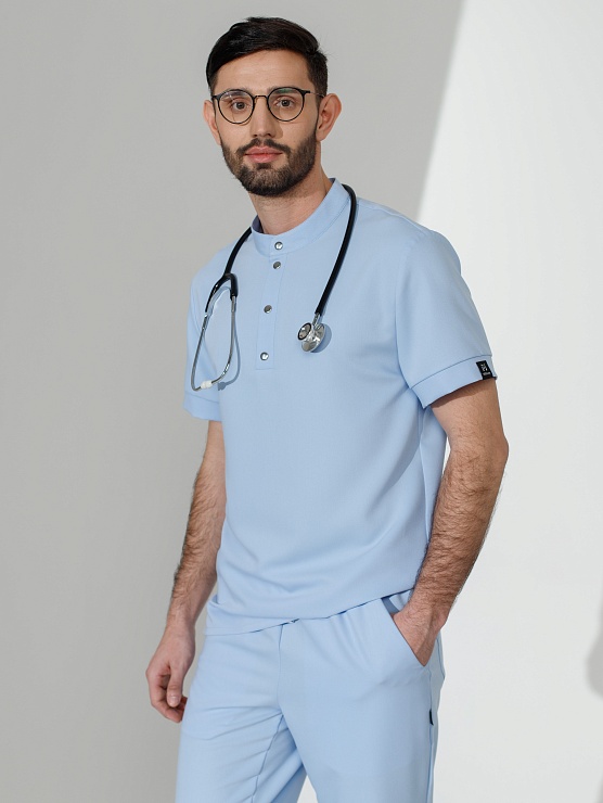 Мужская медицинская рубашка AMT-2 (голубой)