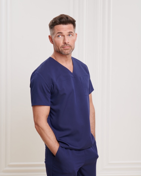 Мужская медицинская рубашка AMT-1N (темно-синий)
